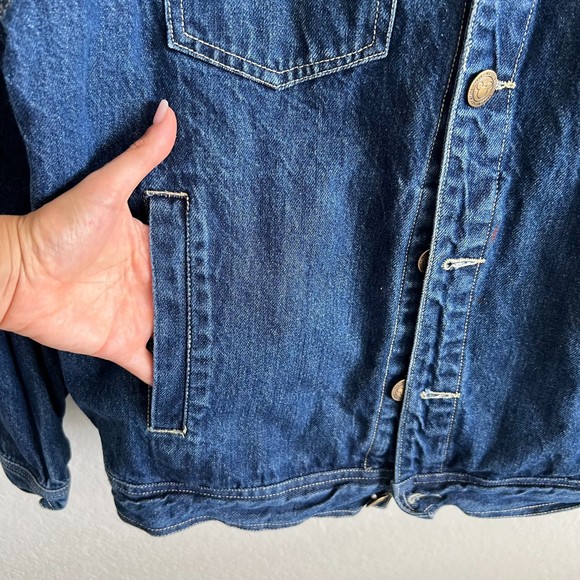 DISNEY Mickey Mouse Sherpa Collar Denim Jean Jacket Womens Medium - Picture 7 of 10